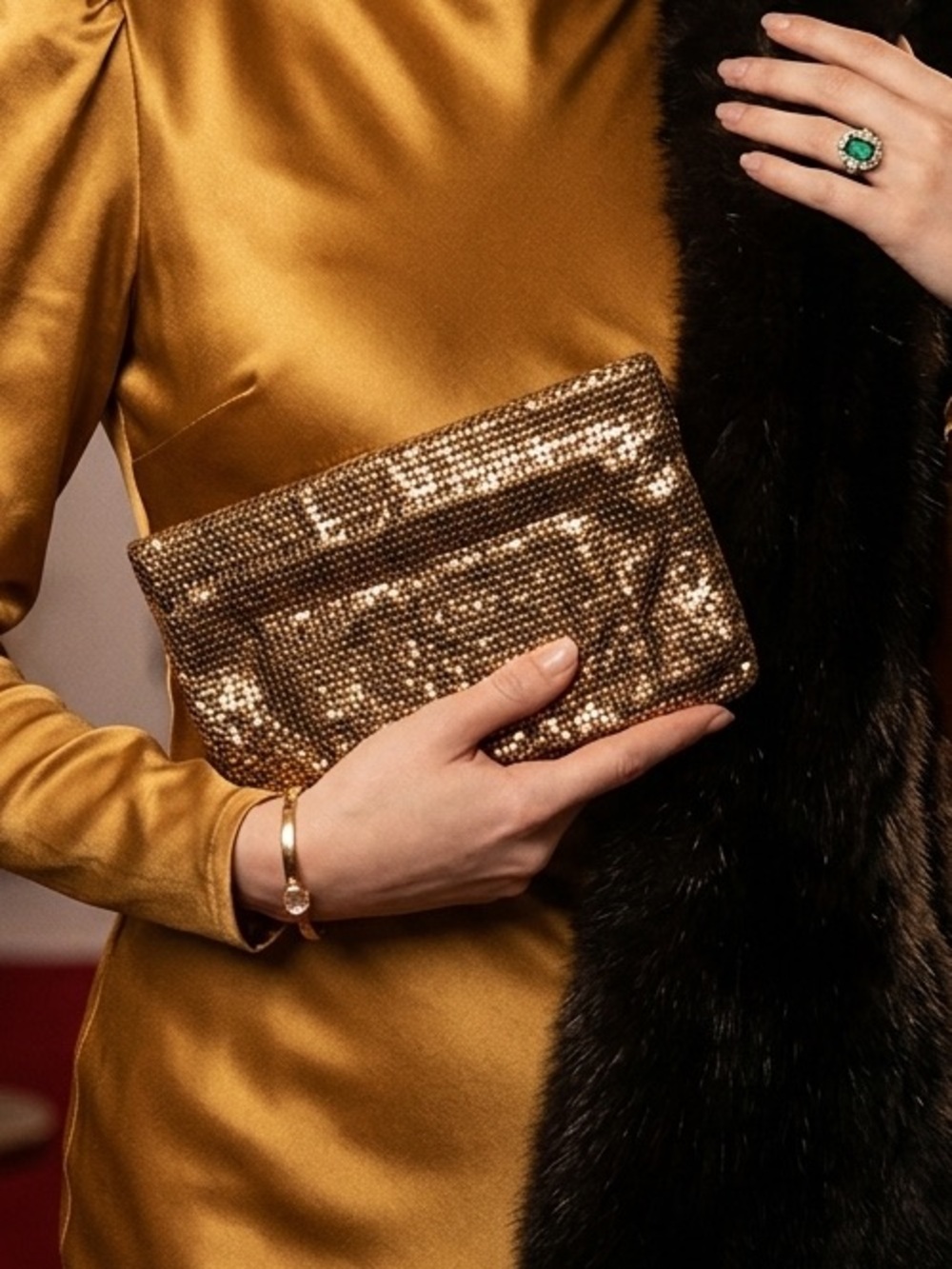 Vintage Whiting & Davis Gold Metal Mesh Clutch Evening Bag